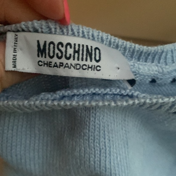 Moschino Sweater Cami Tank Italian 🇮🇹 Cotton Sleeveless Baby Blue 6 - Picture 2 of 5